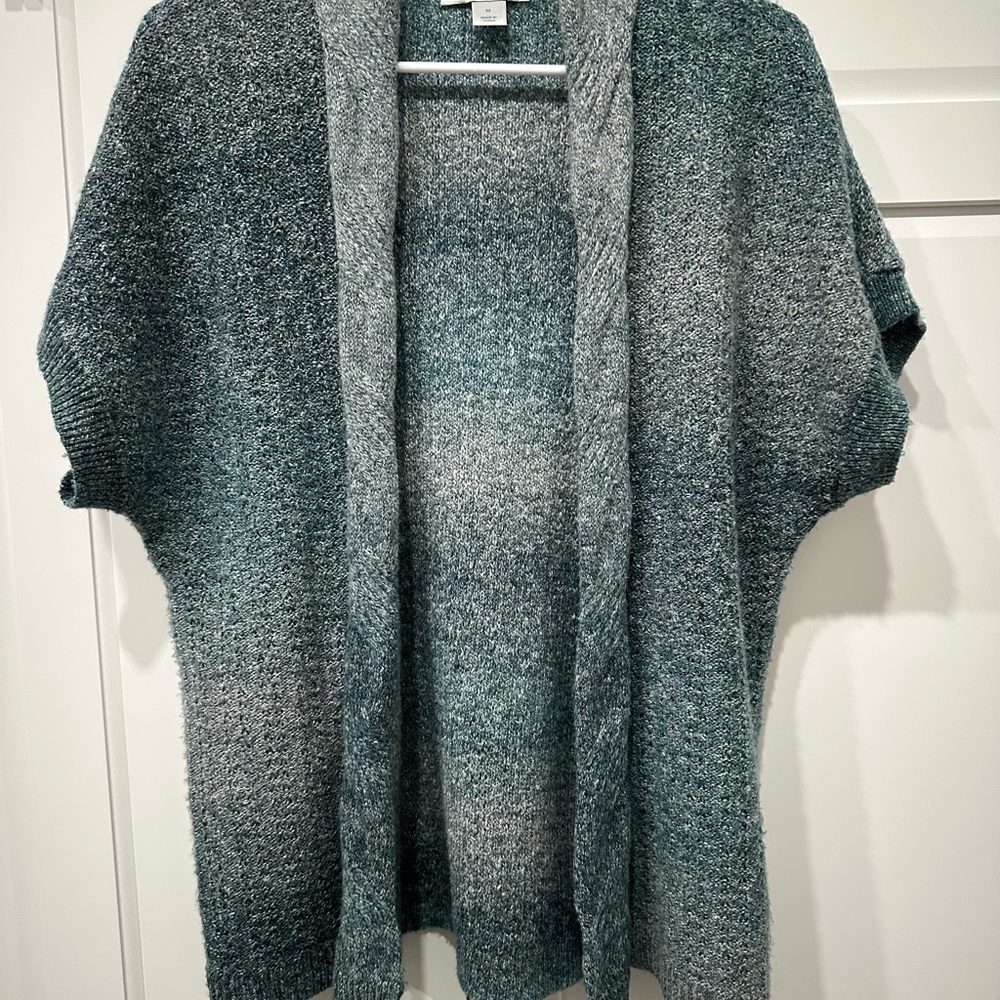 Christopher & Banks green ombré Open-Front Cardigan,shirt sleeve,medium,coastal